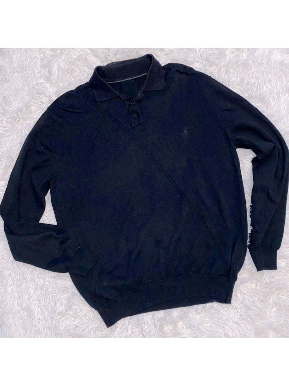 Kangol vintage Y2K black knit collared bowler sweater